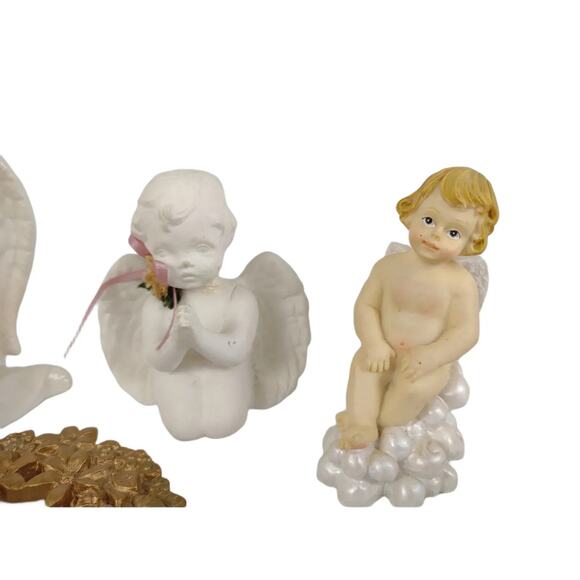 Vintage Lot of 6 Garden Fairy Angel Cherub Figurines & Candle Holders Set - Picture 4 of 7